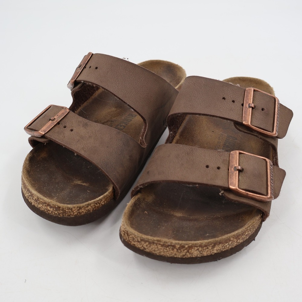 Birkenstock Arizona Sandals Mens 7 Womens 9 Brown Leather Two Strap Slide Copper